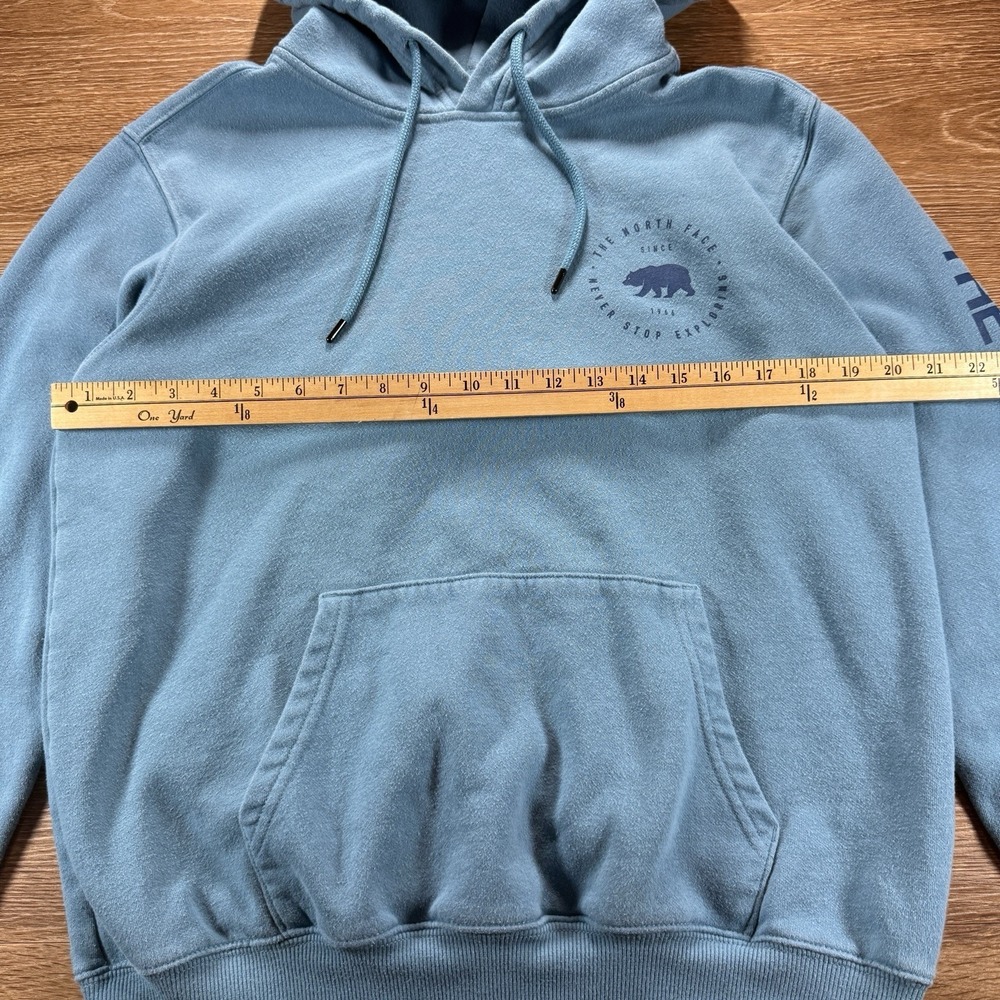 The North Face Hoodie Men's S Blue Pullover Sweatshirt Logo Graphic Cotton Blend - Picture 9 of 14